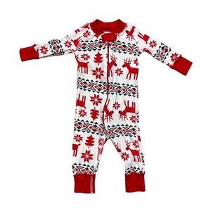 Hanna Andersson Baby Holiday Pajamas Reindeer Zip Sleeper 6-9 Months‎ Dear Deer